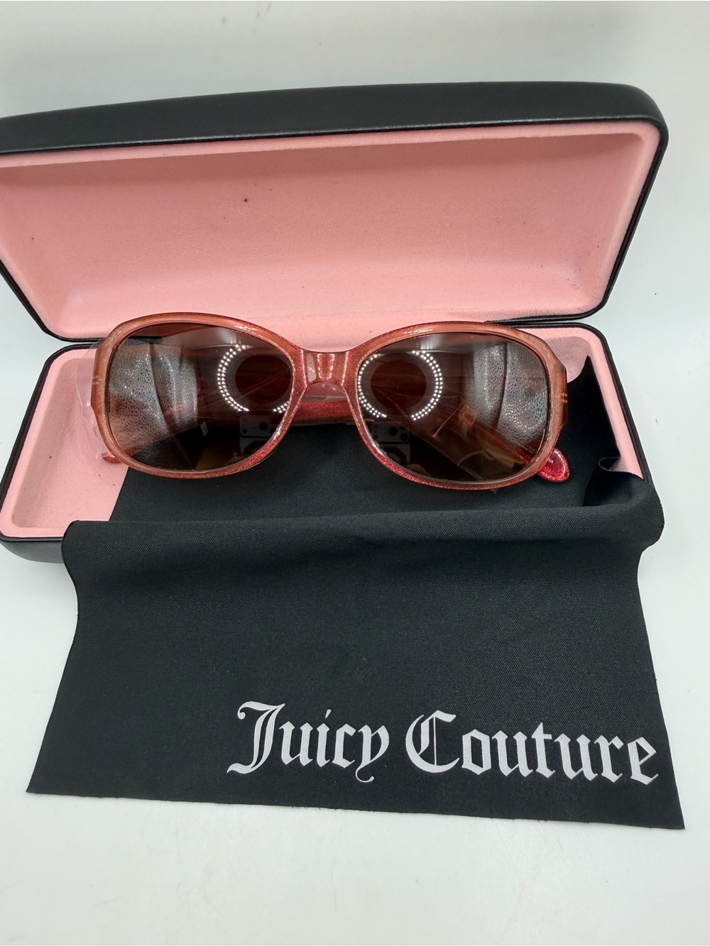 Juicy Couture Rose Pink Oval Sunglasses with Brown Lenses